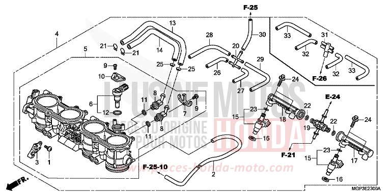 CORPS DE PAPILLON von CBR1000RR "Fireblade" PEARL GLARE WHITE (NHB53) von 2014
